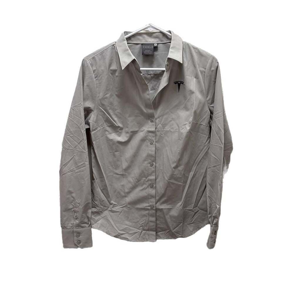 Tesla‎ Gray Long Sleeve Button Up Poplin Shirt